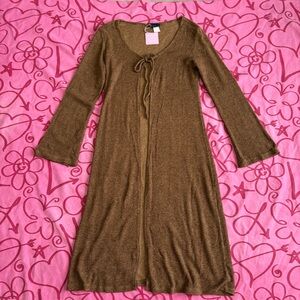 Brown Long Sleeve Knit Cardigan